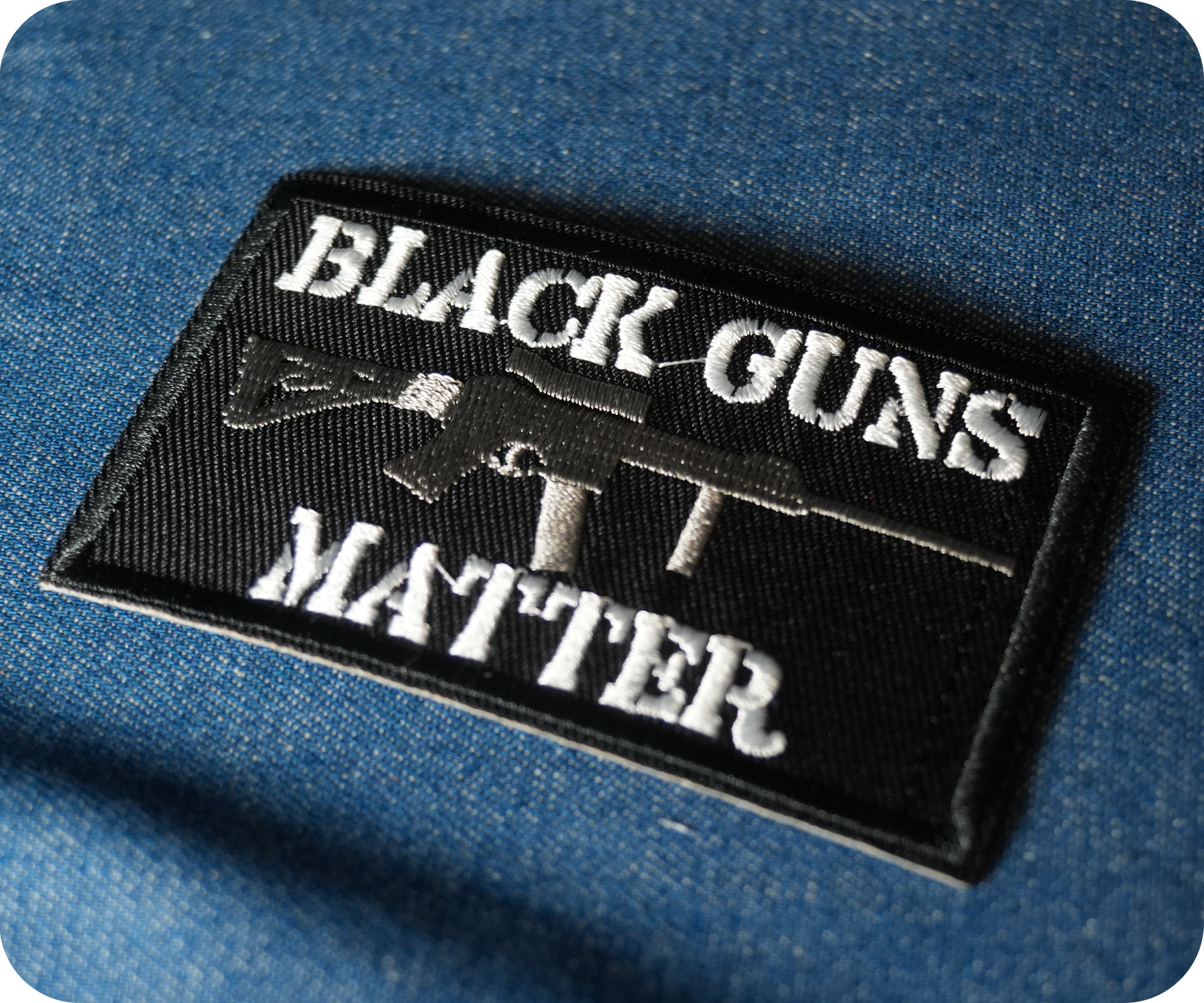 Black Guns Matter Assault Rifle Iron On Patch (7.8 x 5cm)