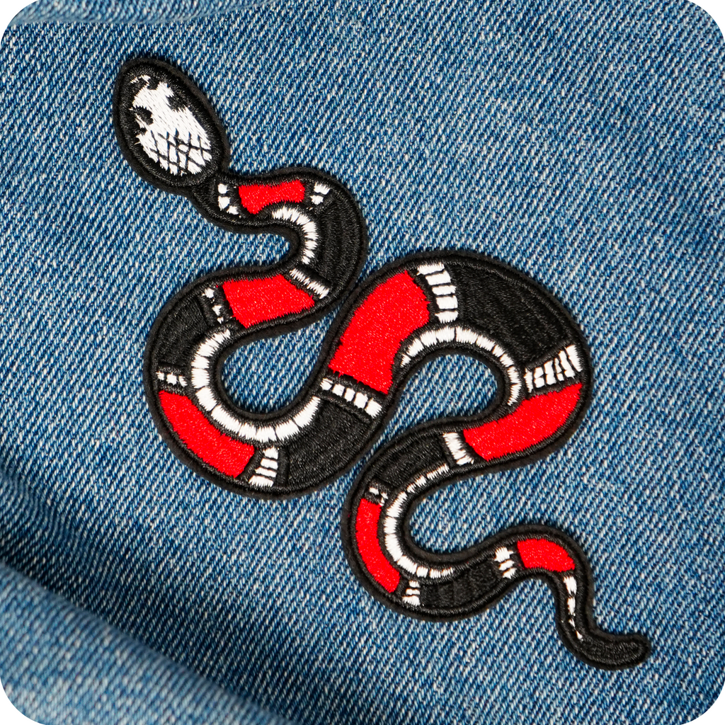Slithering Coral Snake Iron On Patch (13 x 7cm)
