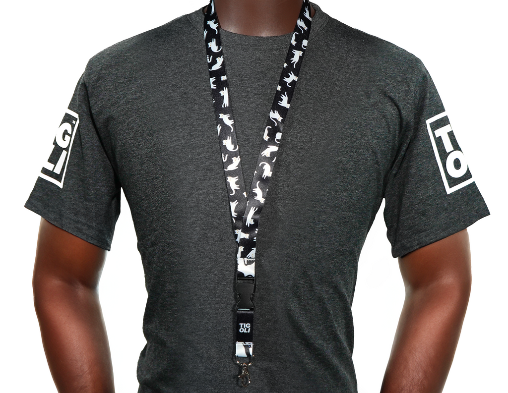 Black & White Cats Lanyard – Cute Cat Silhouette Double-Sided Neck Strap