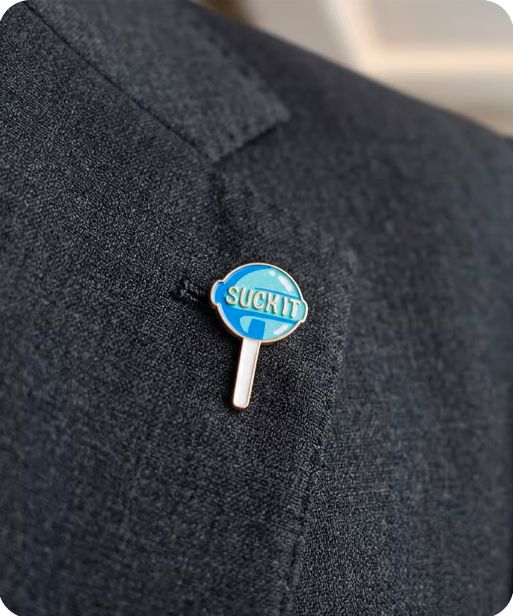 Suck It Blue Lollipop Enamel Pin Badge