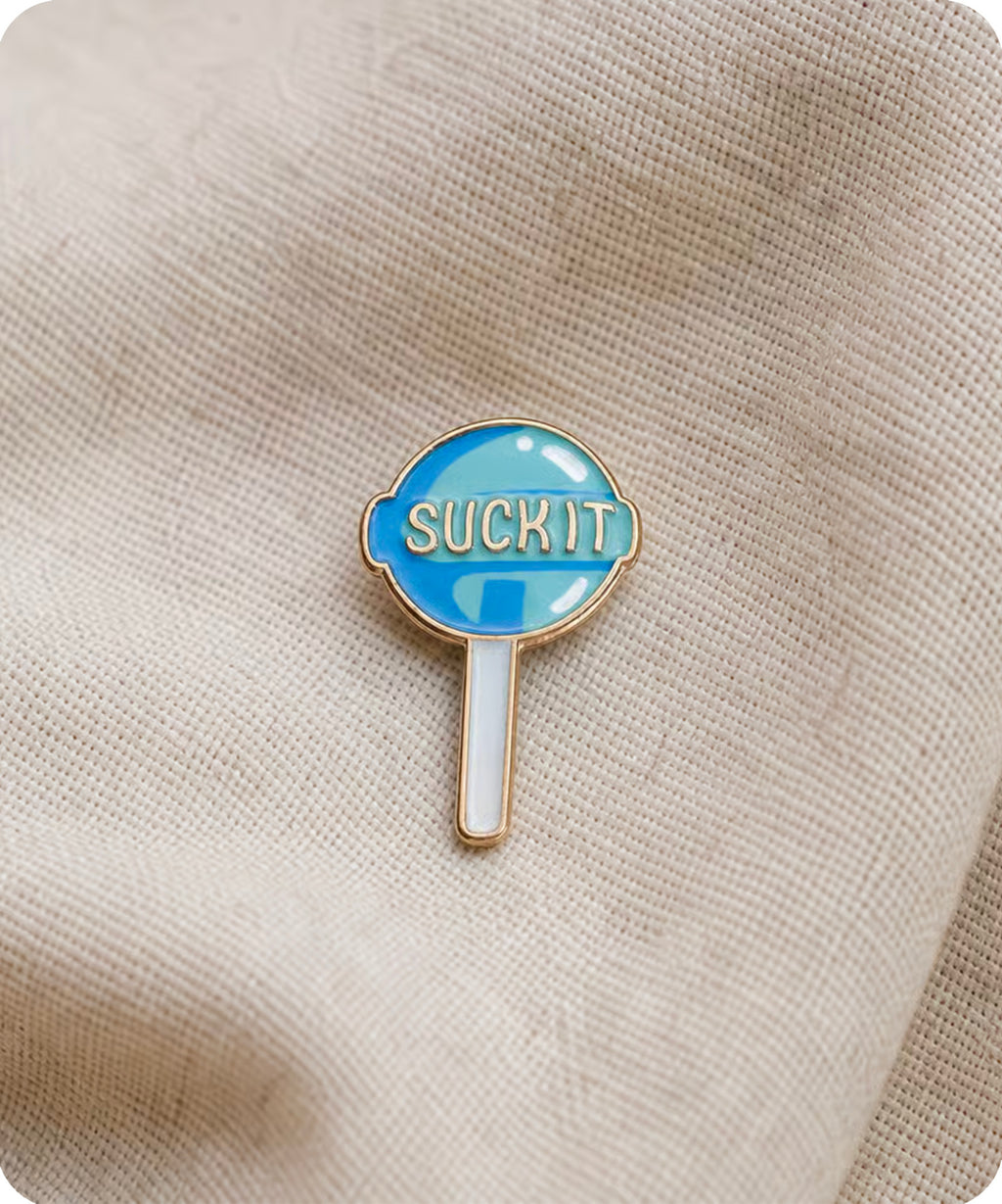 Suck It Blue Lollipop Enamel Pin Badge