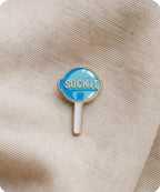 Suck It Blue Lollipop Enamel Pin Badge