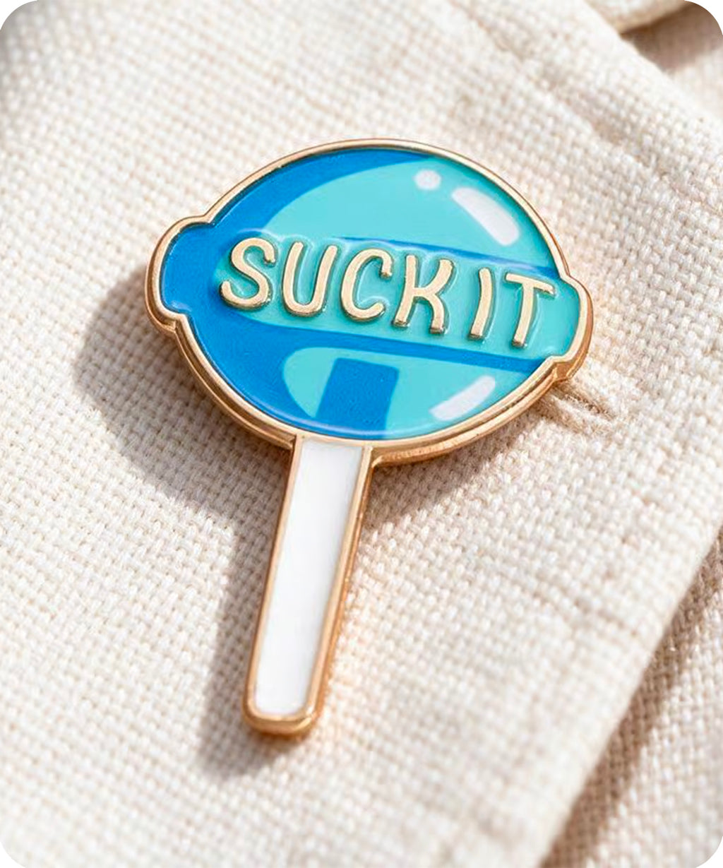 Suck It Blue Lollipop Enamel Pin Badge
