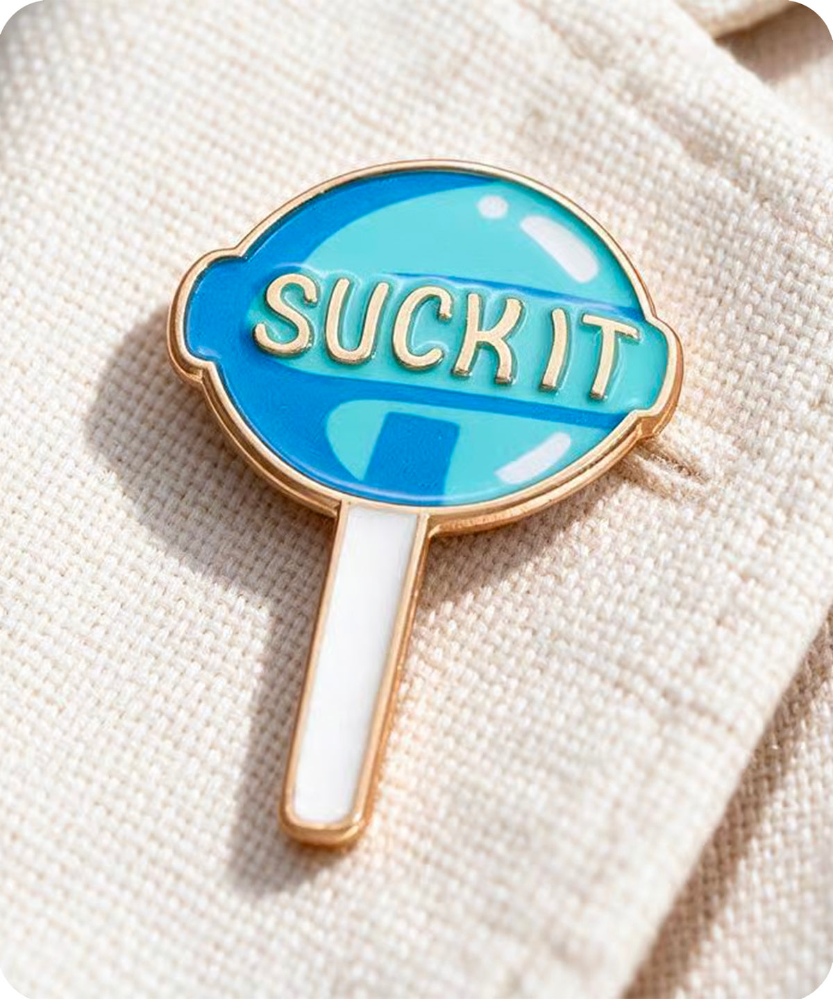 Suck It Blue Lollipop Enamel Pin Badge