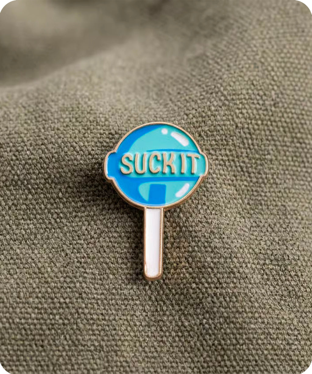 Suck It Blue Lollipop Enamel Pin Badge