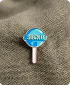 Suck It Blue Lollipop Enamel Pin Badge
