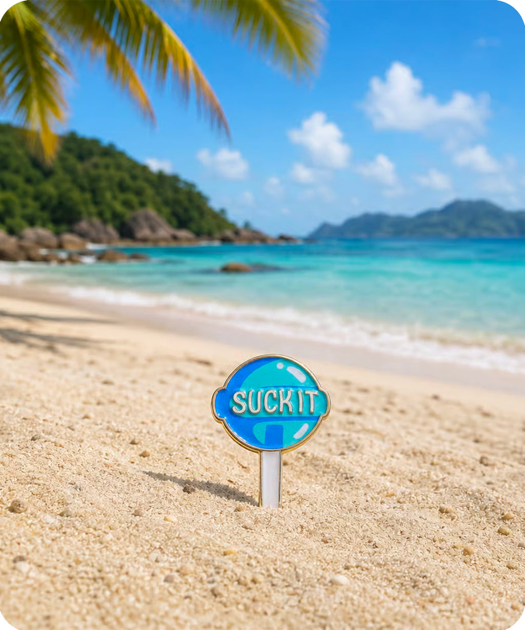 Suck It Blue Lollipop Enamel Pin Badge