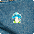 Blue Mushroom Shrooms Iron On Patch (4 x 4.5cm)
