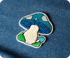 Blue Mushroom Shrooms Iron On Patch (4 x 4.5cm)