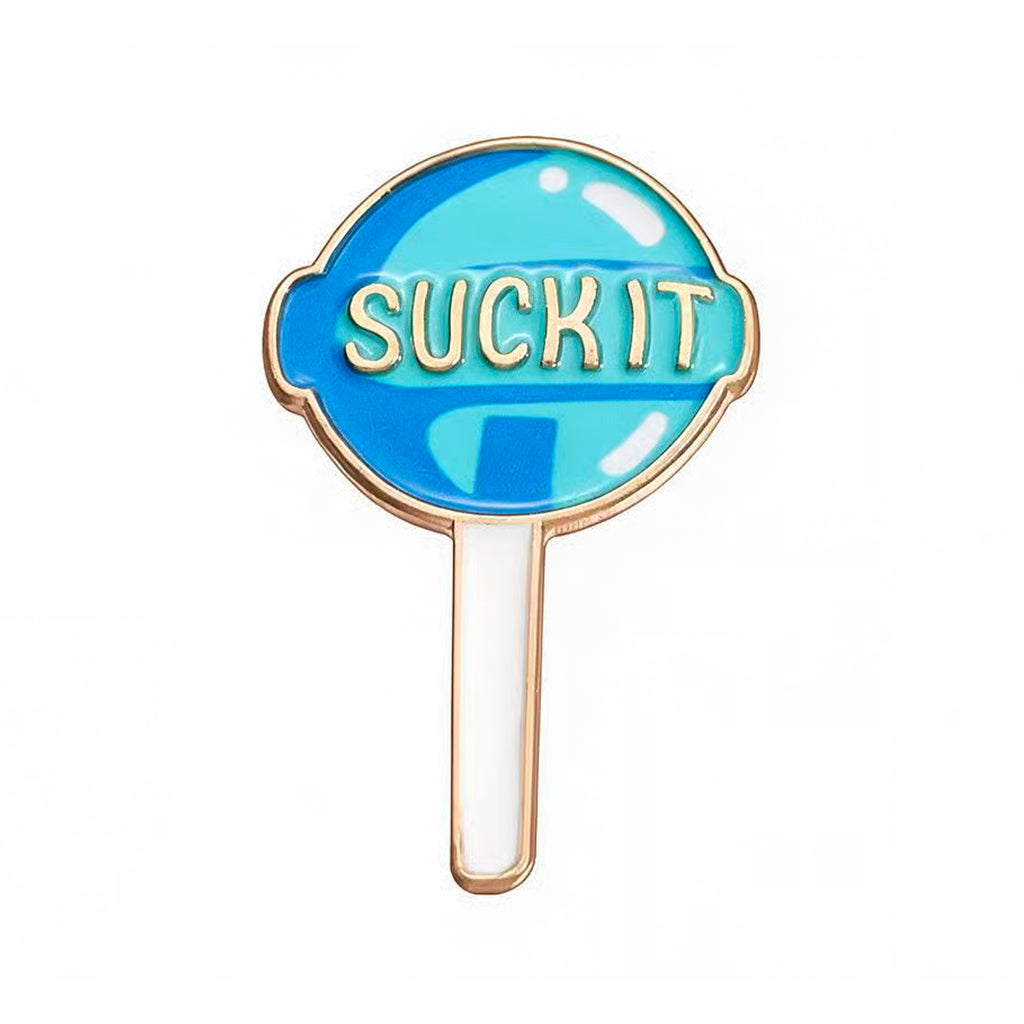 Suck It Blue Lollipop Enamel Pin Badge
