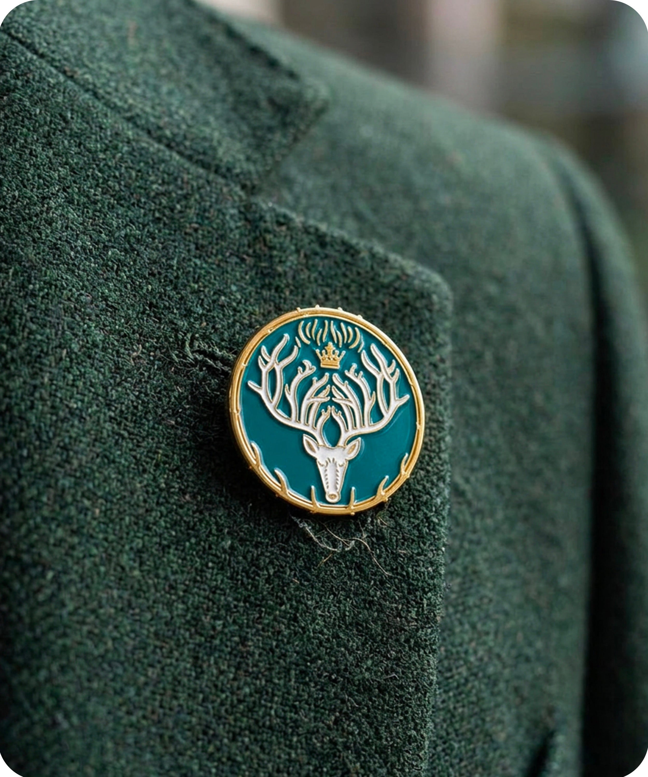 Stag Head Crown Enamel Lapel Pin Badge Imagen secundaria del producto