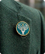 Stag Head Crown Enamel Lapel Pin Badge