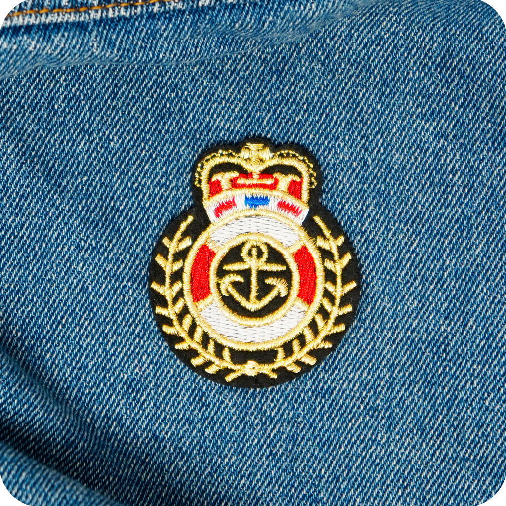 Navy Officer Cap Badge Buoy Crown Iron On Patch (6.5 x 5.5cm)