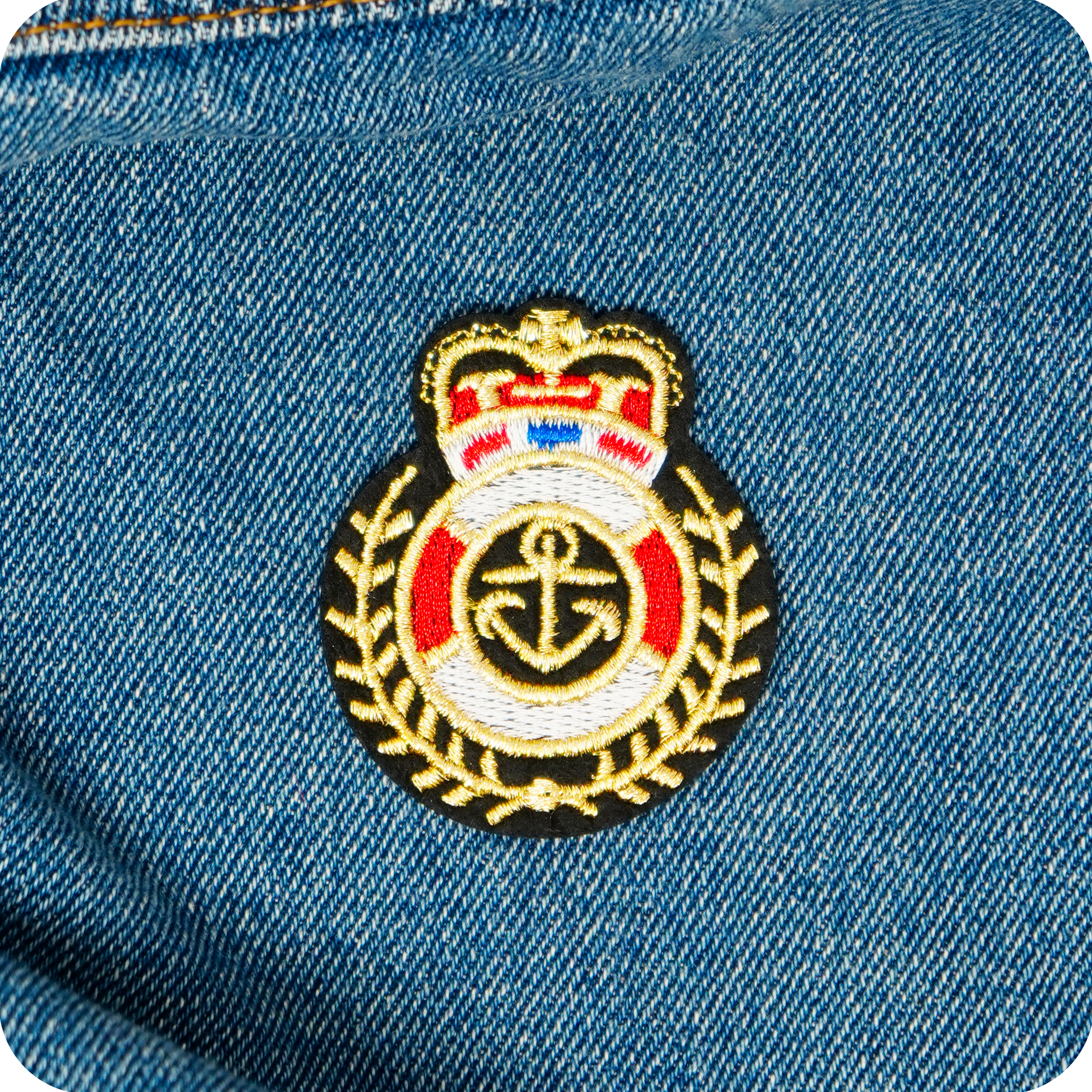 Navy Officer Cap Badge Buoy Crown Iron On Patch (6.5 x 5.5cm)