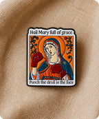 Hail Mary Punch the Devil Enamel Pin Badge