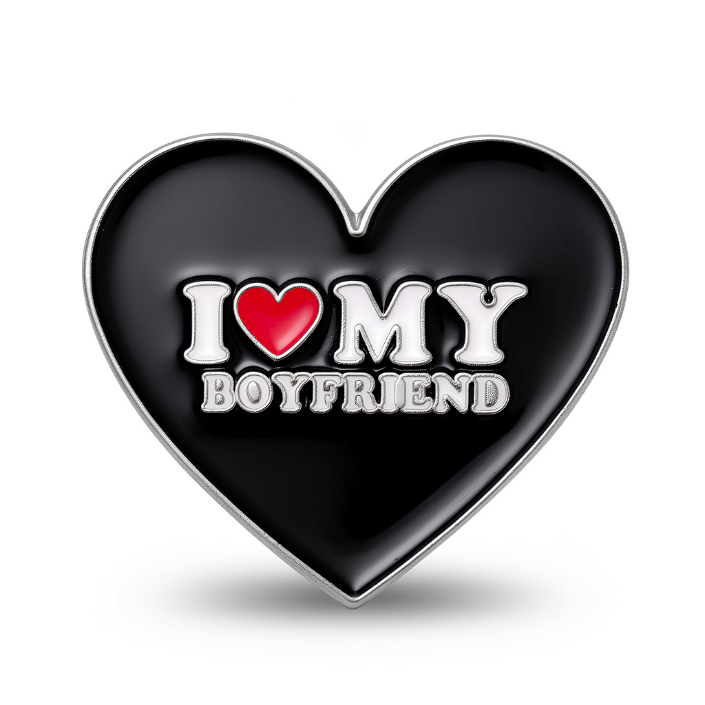 I Love My Boyfriend Heart Pin Badge