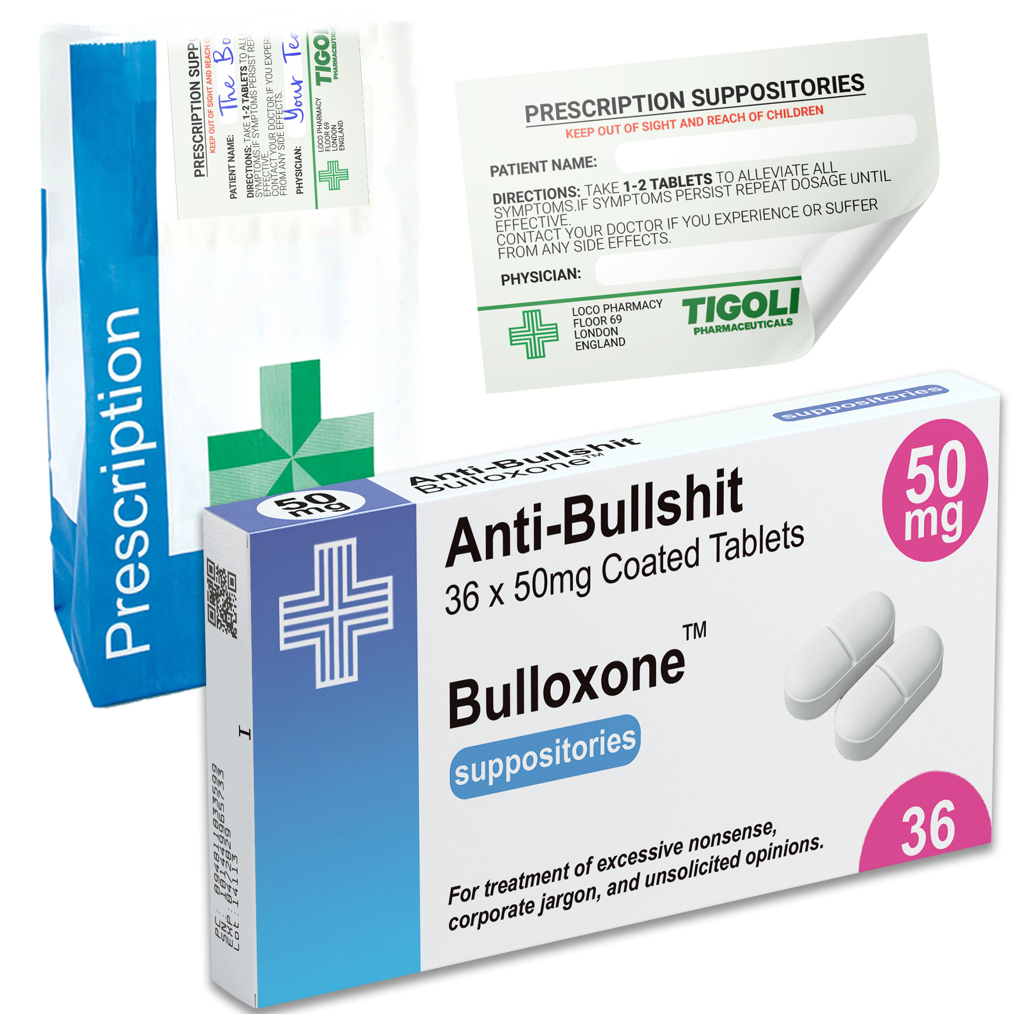 Caja de medicamentos con pastillas y recetas realista y anticonservadora, broma divertida y bolsa de recetas gratis  Imagen principal del producto