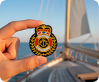 Navy Officer Cap Badge Buoy Crown Iron On Patch (6.5 x 5.5cm)