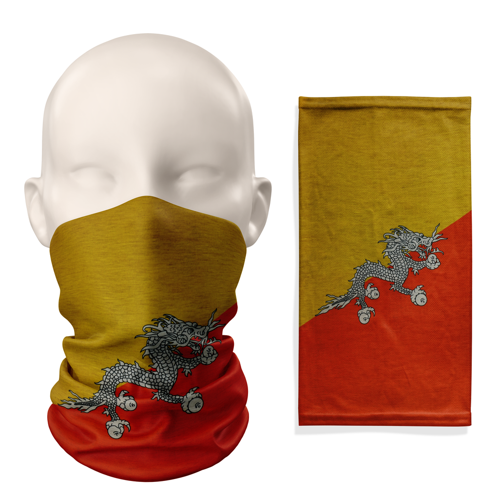 Cubrecuellos con bandera de Bután - Mascarilla transpirable para cuello y cara