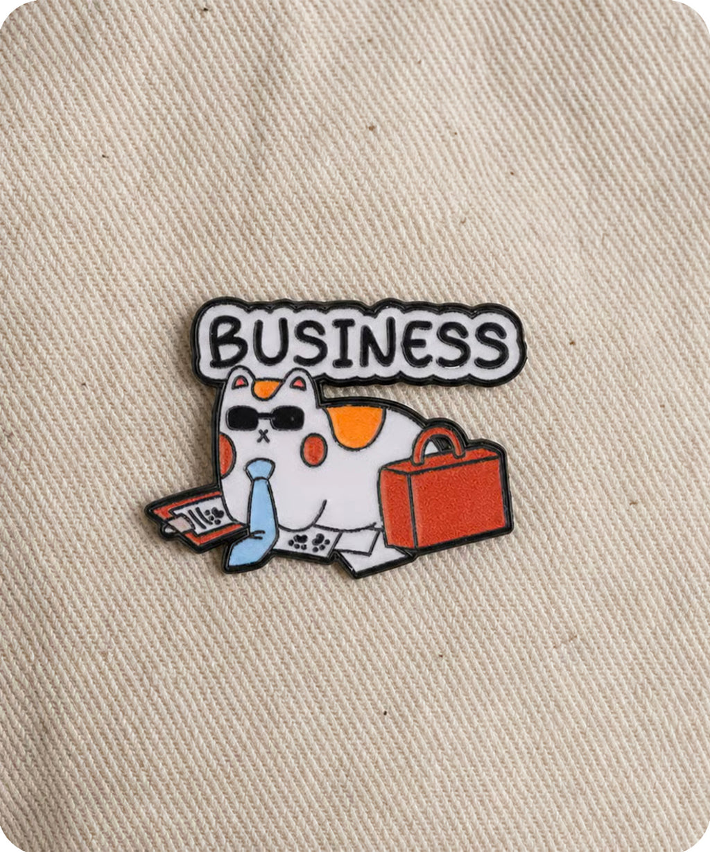 Business Cat Enamel Lapel Pin Badge