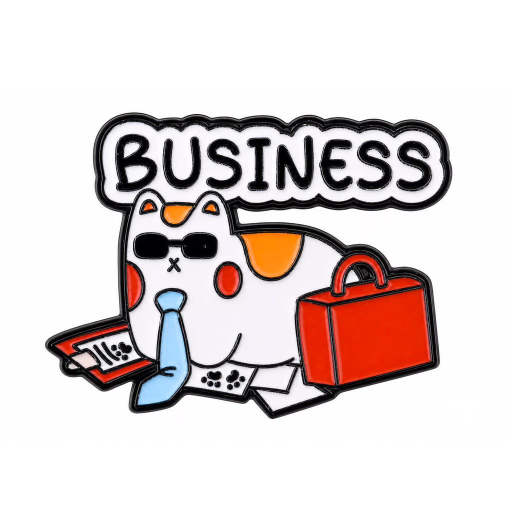 Business Cat Enamel Lapel Pin Badge