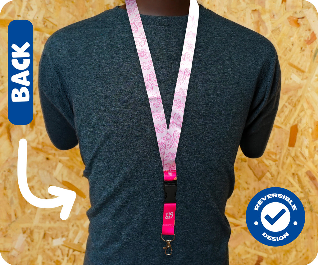 Pink Butterfly Lanyard