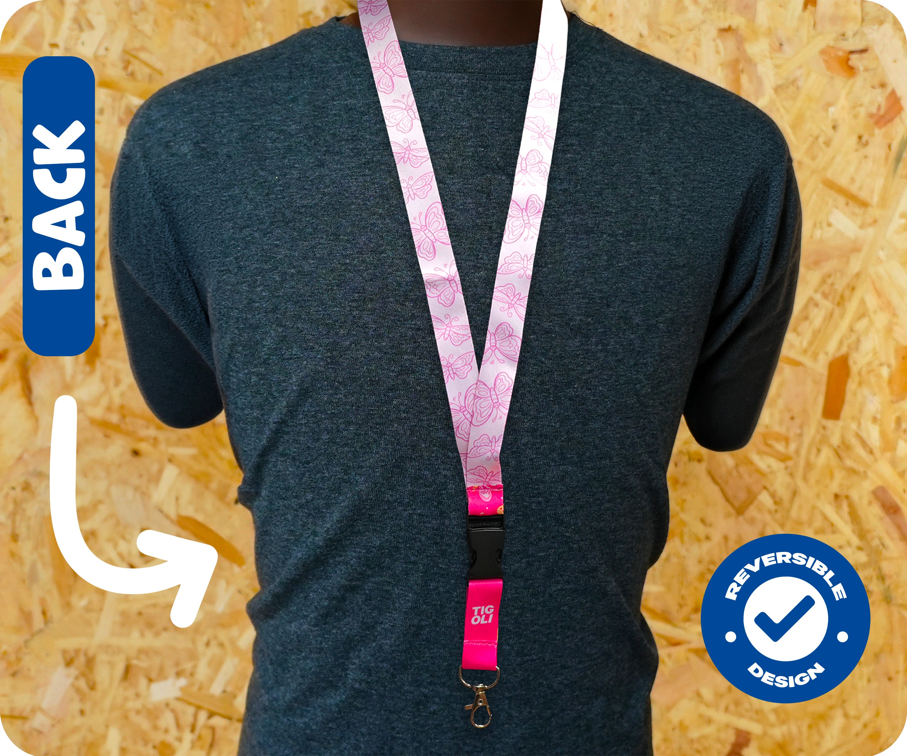 Pink Butterfly Lanyard