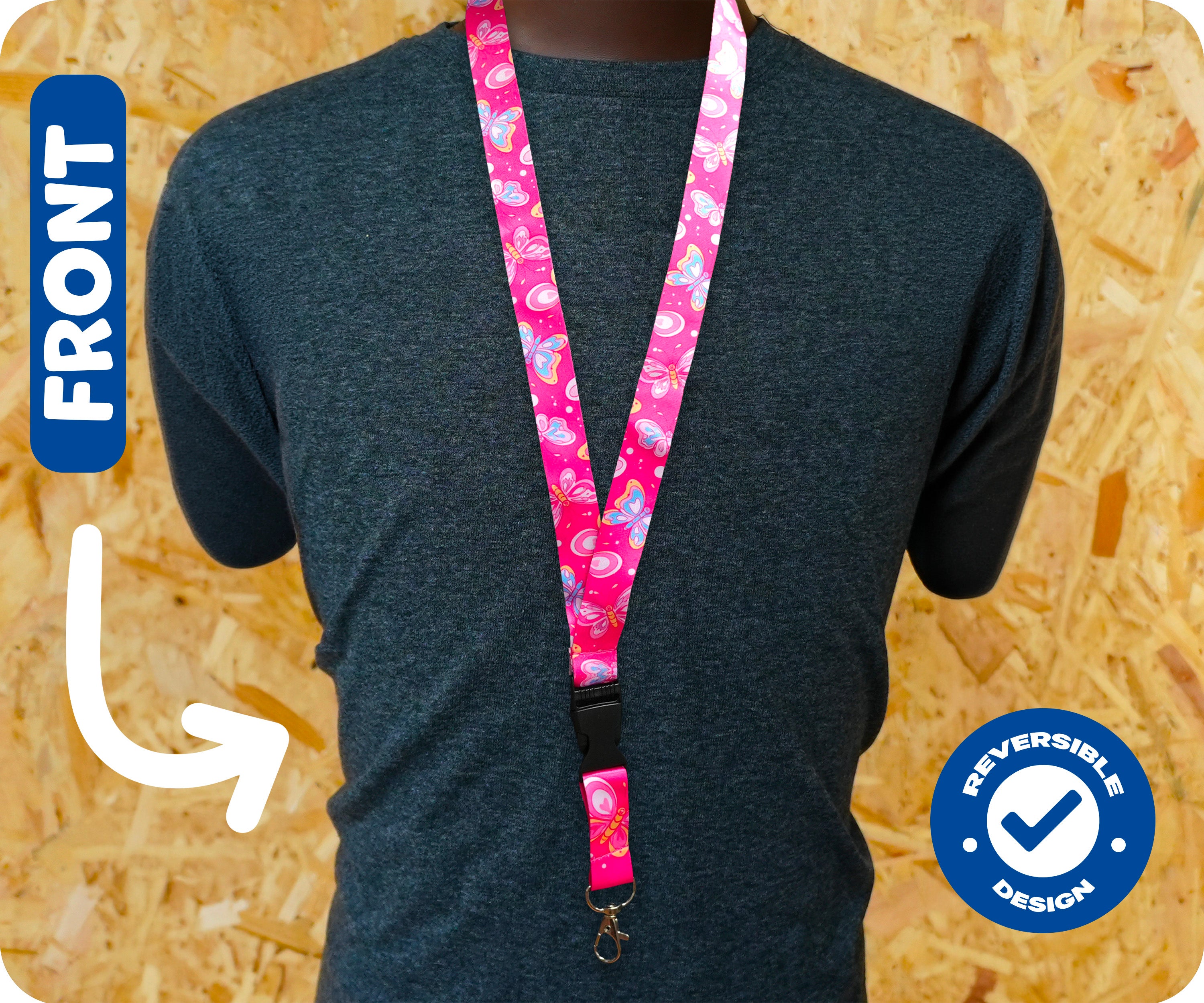 Pink Butterfly Lanyard Imagen secundaria del producto