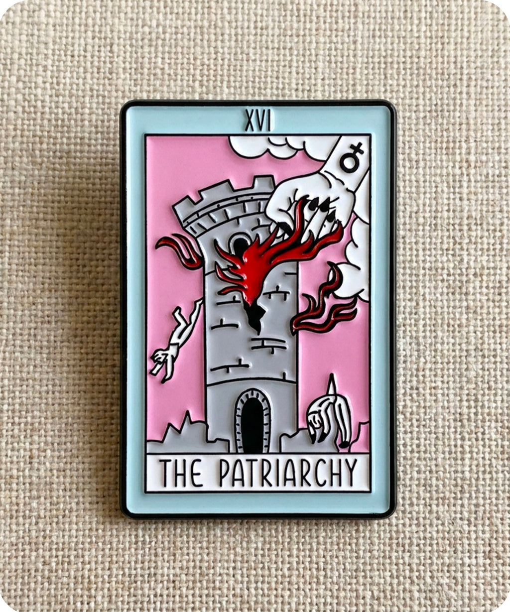 The Patriarchy Tarot Card Enamel Lapel Pin Badge