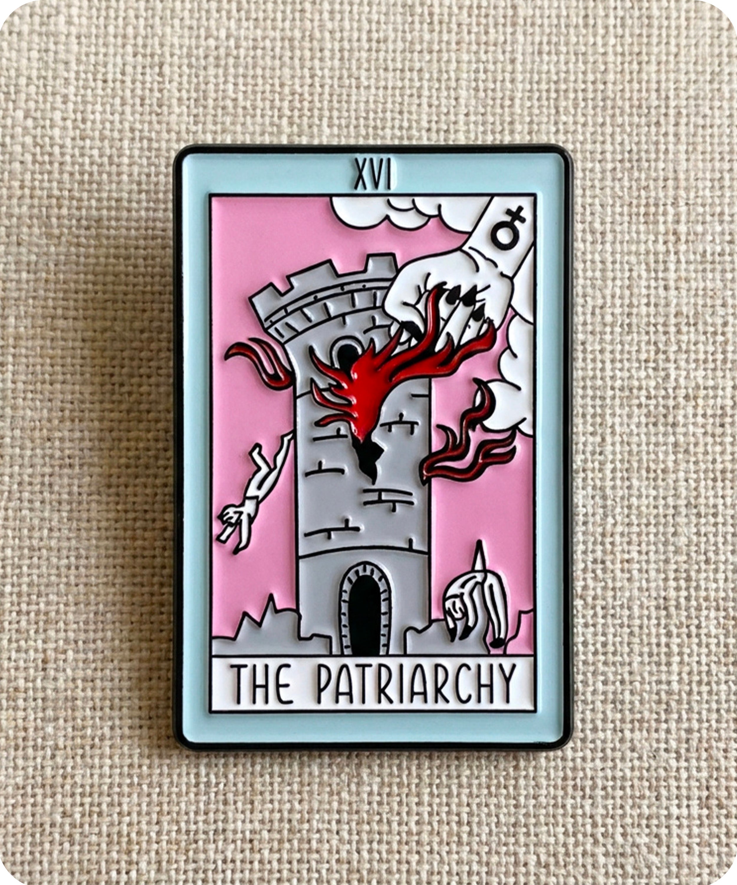 The Patriarchy Tarot Card Enamel Lapel Pin Badge