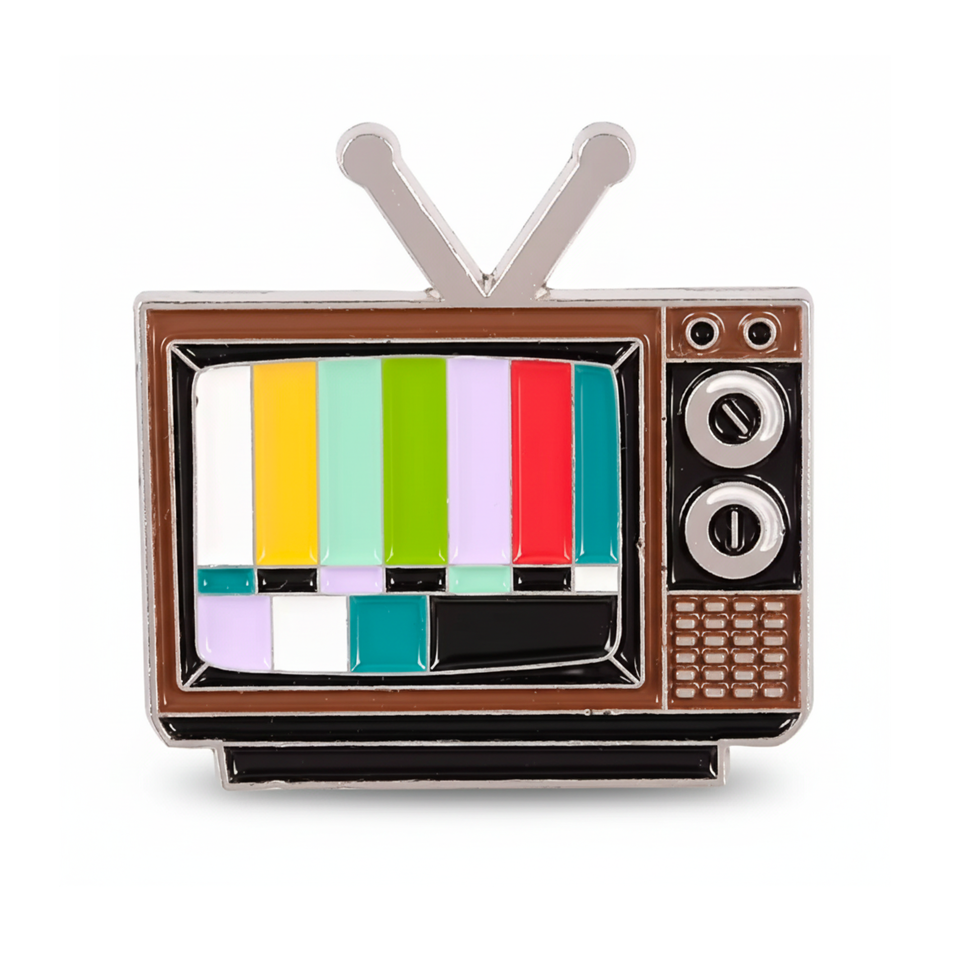 Pin con diseño de barras de color de emisión de TV CRT vintage Imagen principal del producto