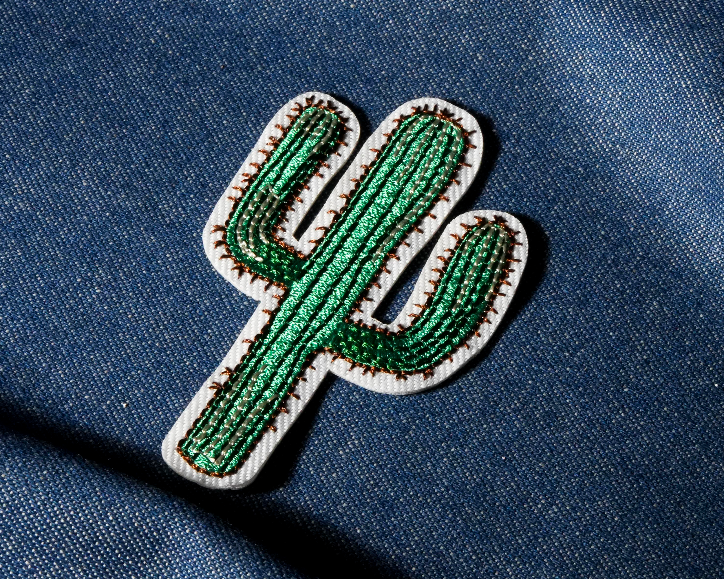 Cactus 2 Arm Wild West Patch Iron On (8 x 5cm) Secondary image