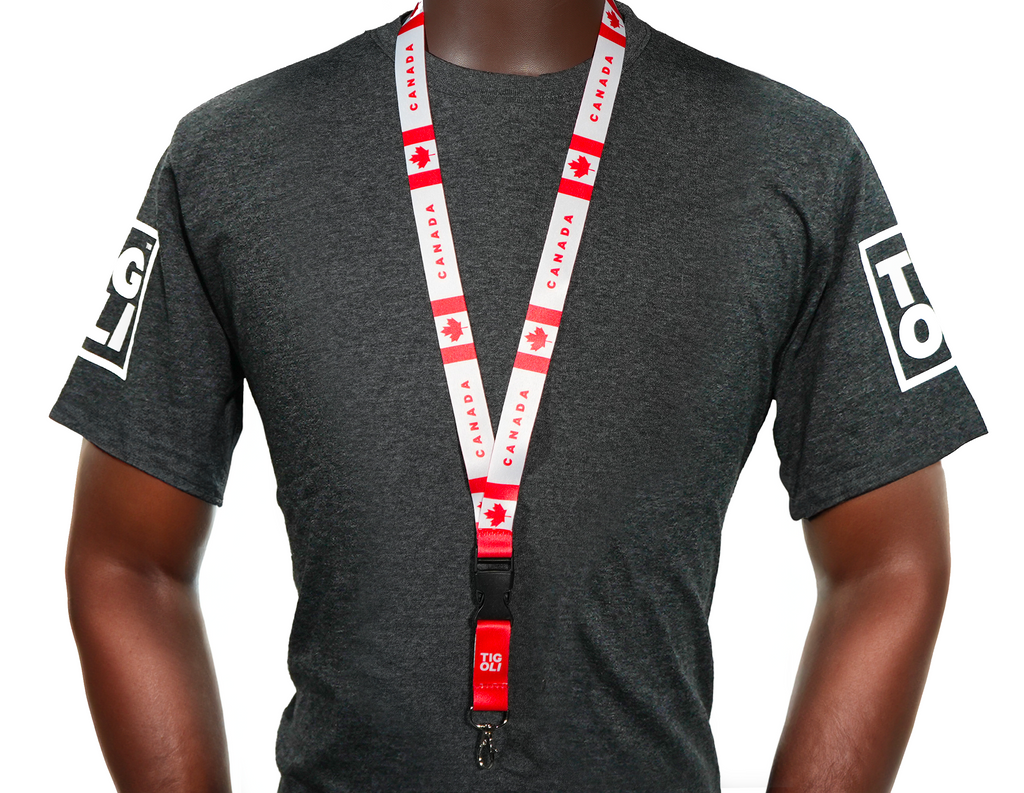 Canada Flag Lanyard – Red & White Maple Leaf Neck Strap