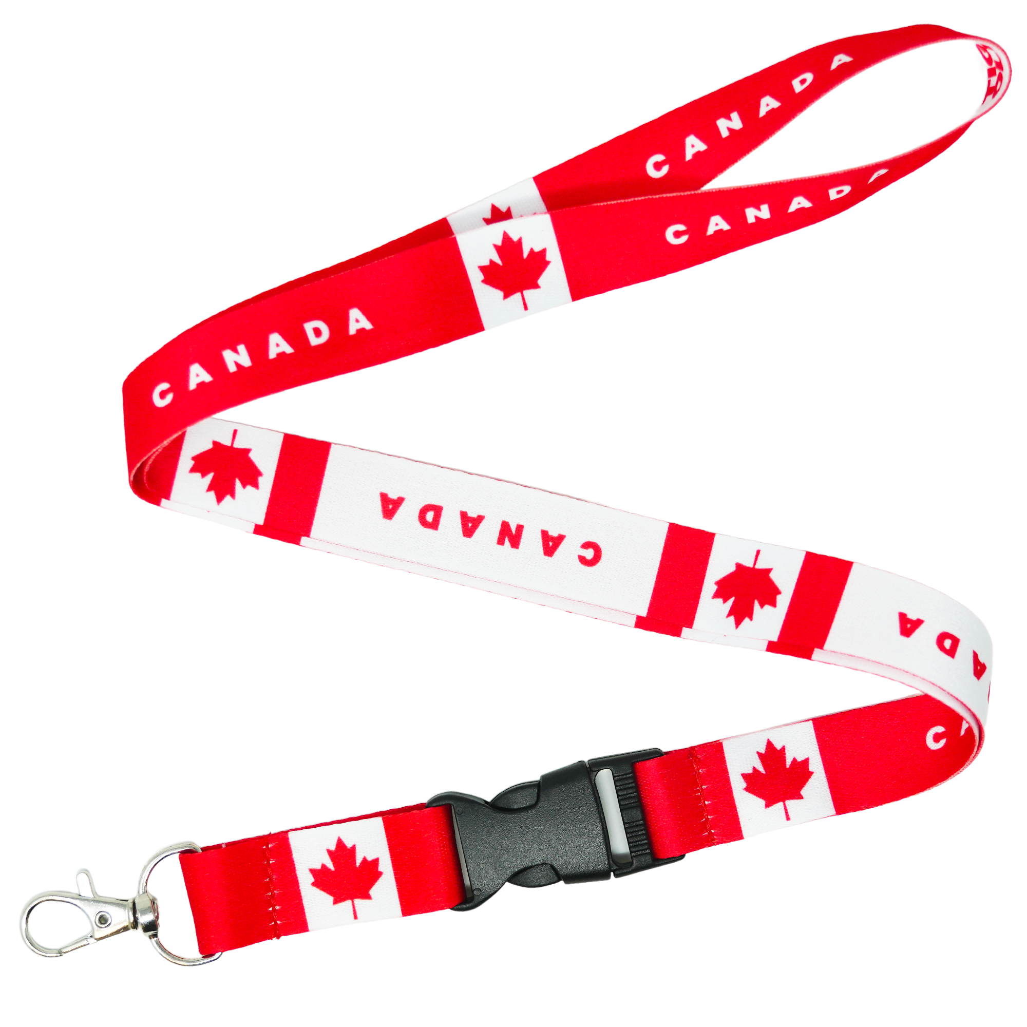 Canada Flag Lanyard – Red & White Maple Leaf Neck Strap Main image