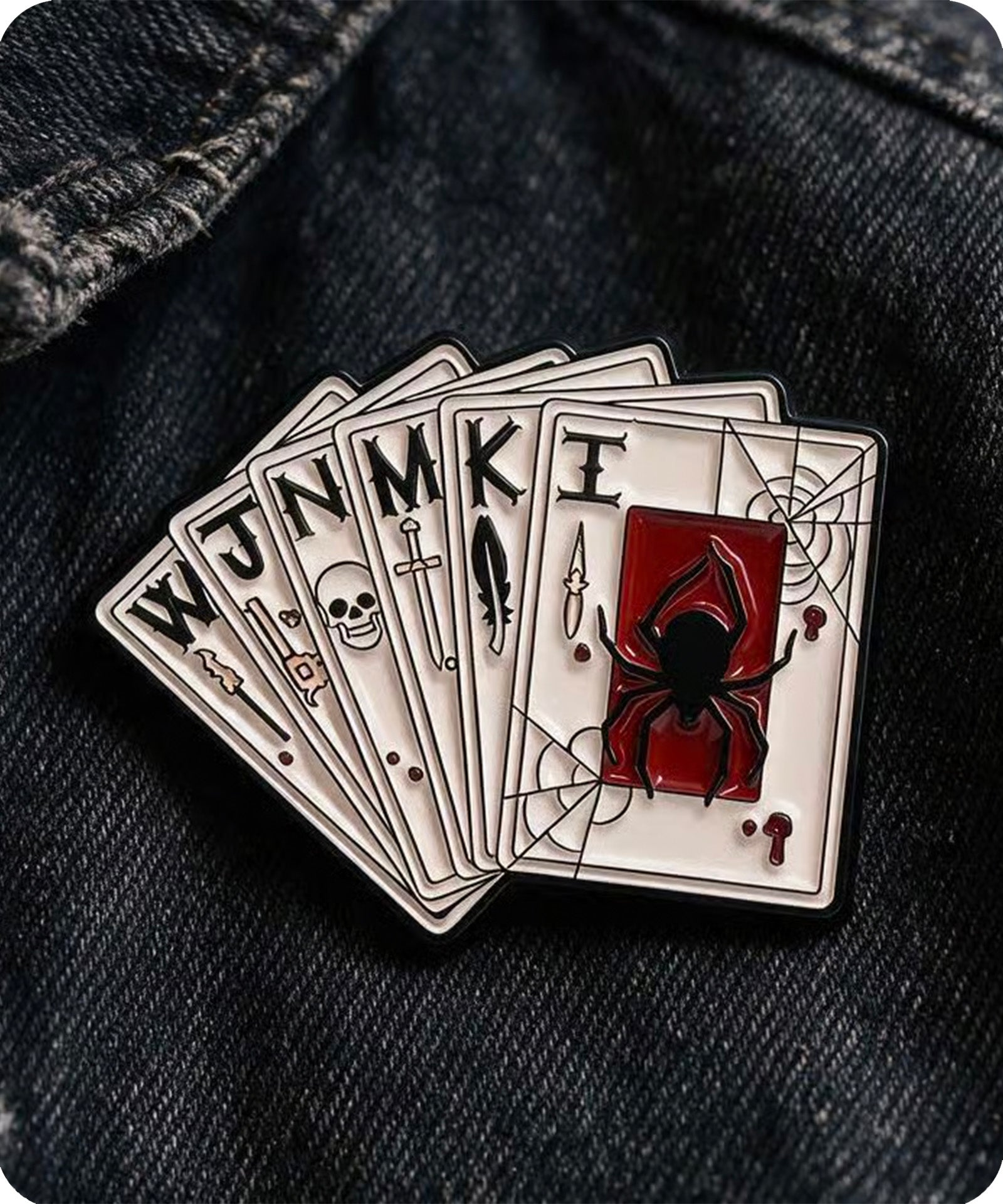 Gothic Playing Cards Enamel Pin Badge Secondary image