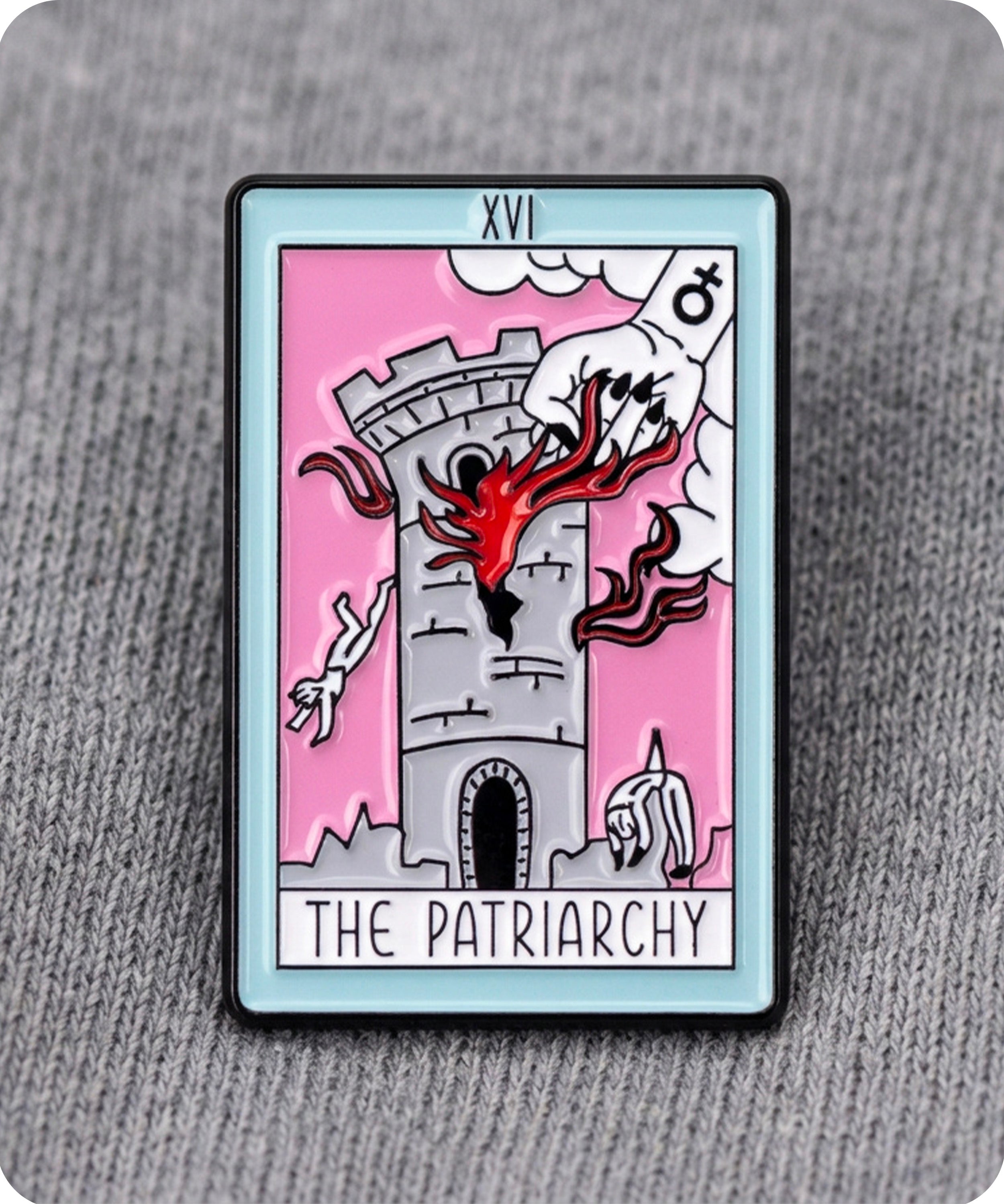 The Patriarchy Tarot Card Enamel Lapel Pin Badge