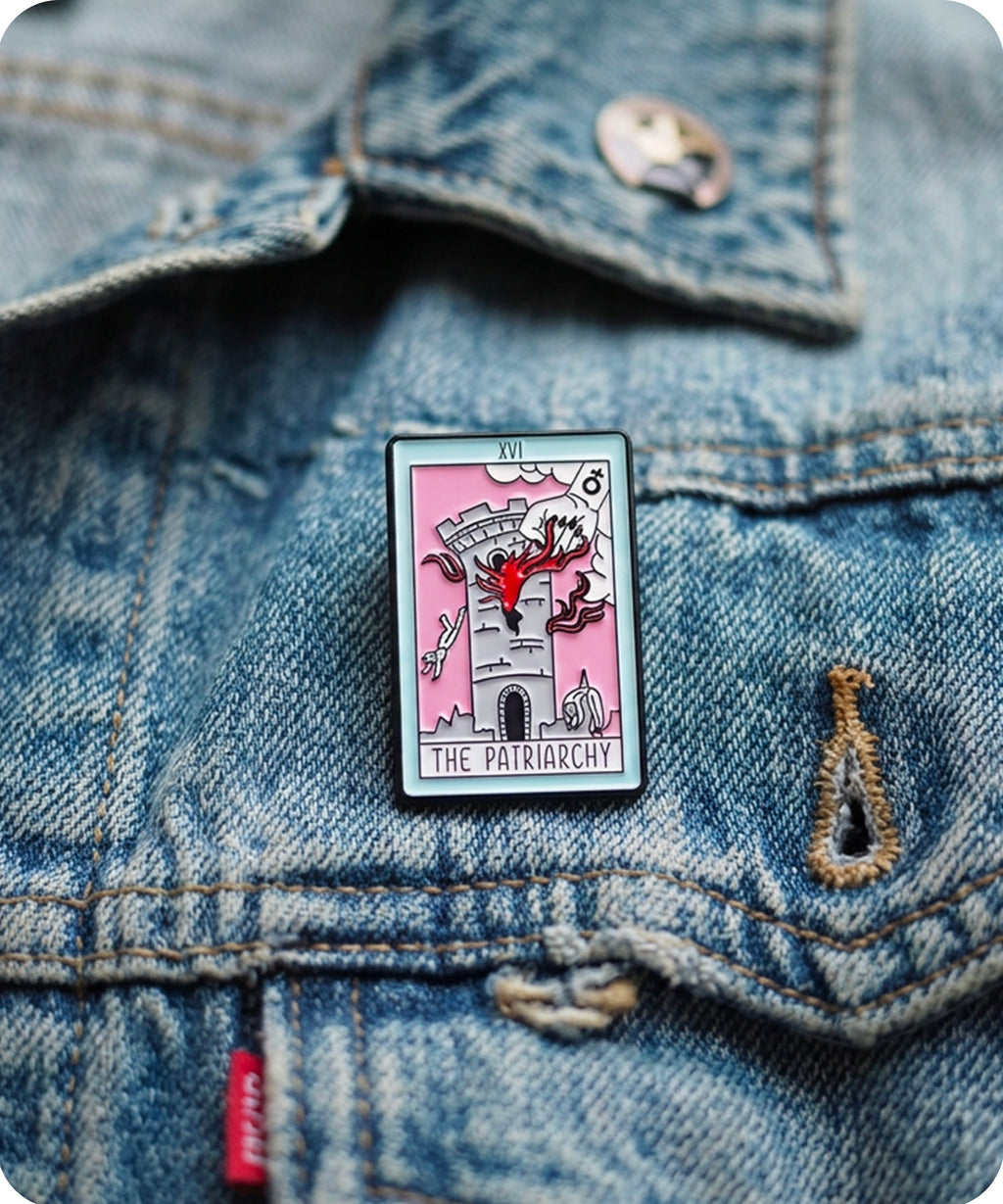 The Patriarchy Tarot Card Enamel Lapel Pin Badge