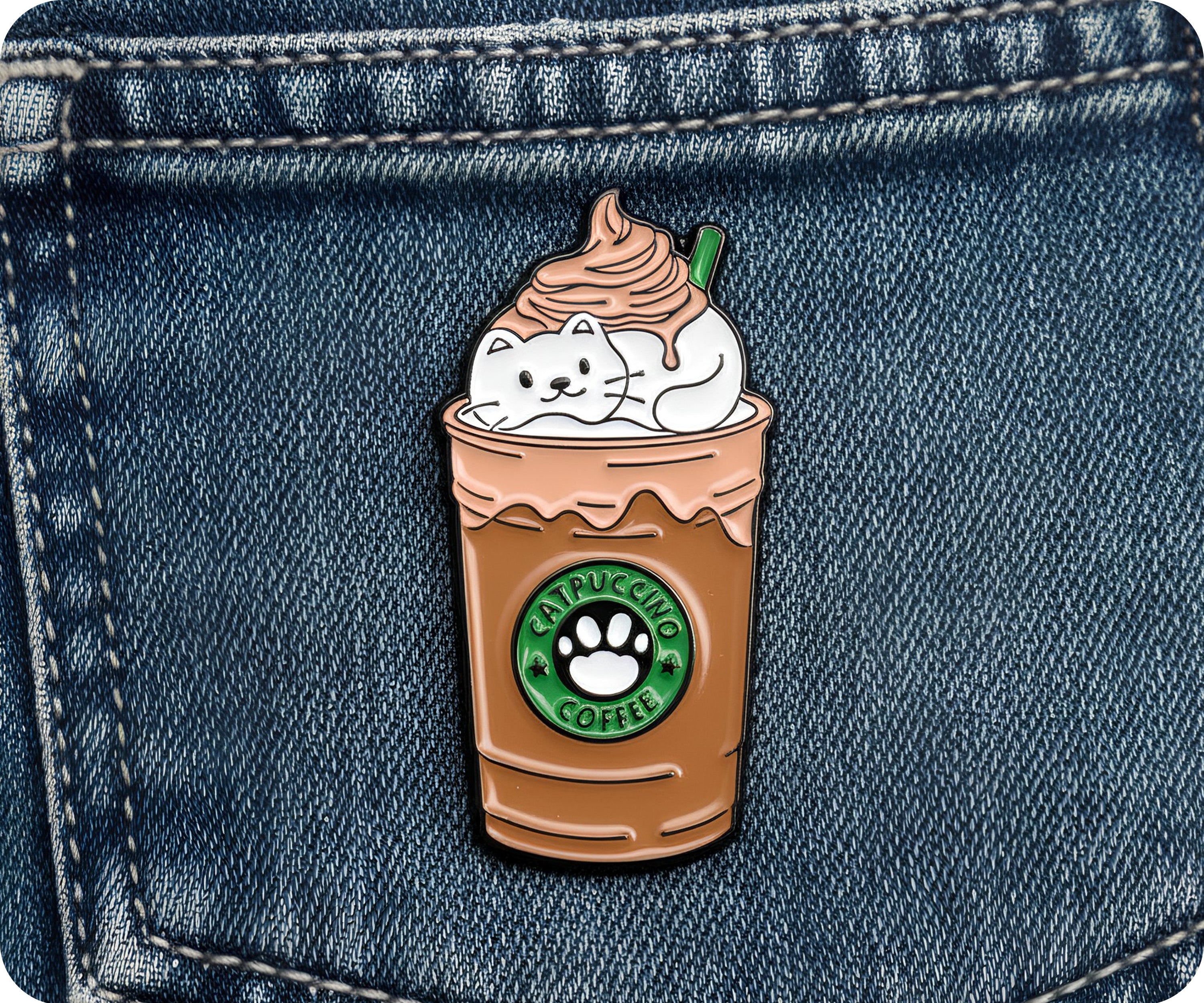 Catpuccino Cat Coffee Pin Badge