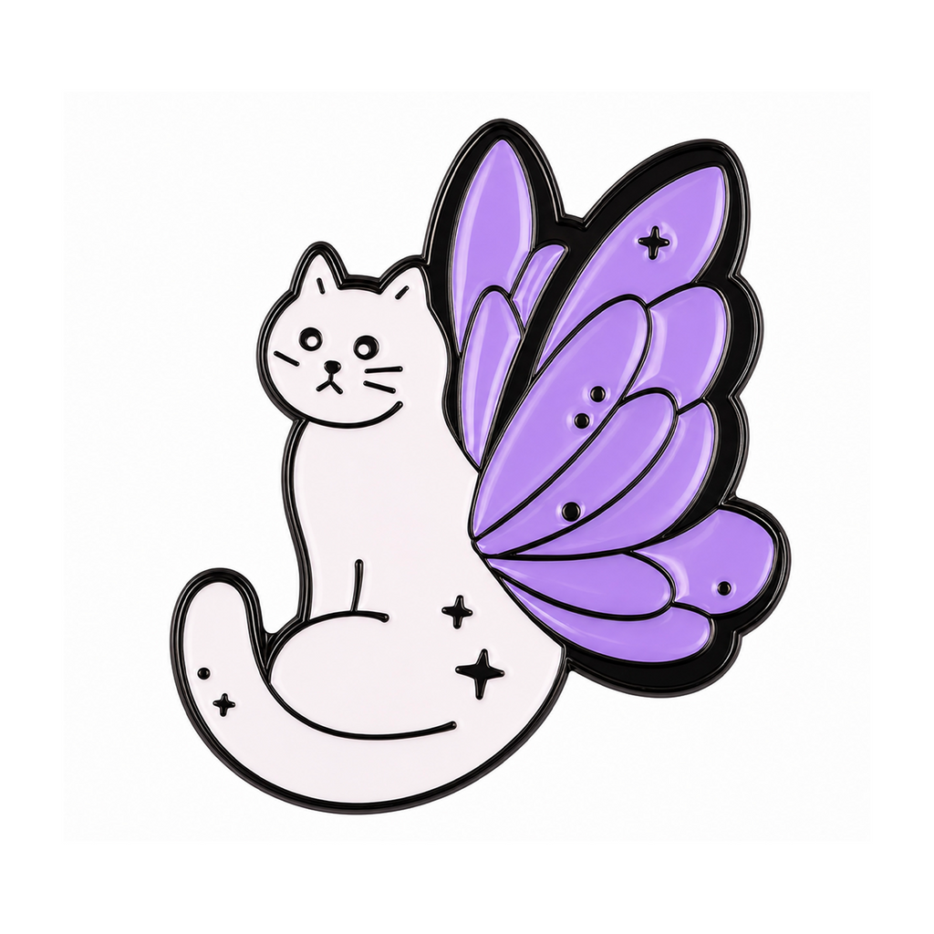 Fairy Cat Butterfly Wing Enamel Lapel Pin Badge