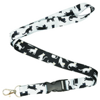 Black & White Cats Lanyard – Cute Cat Silhouette Double-Sided Neck Strap