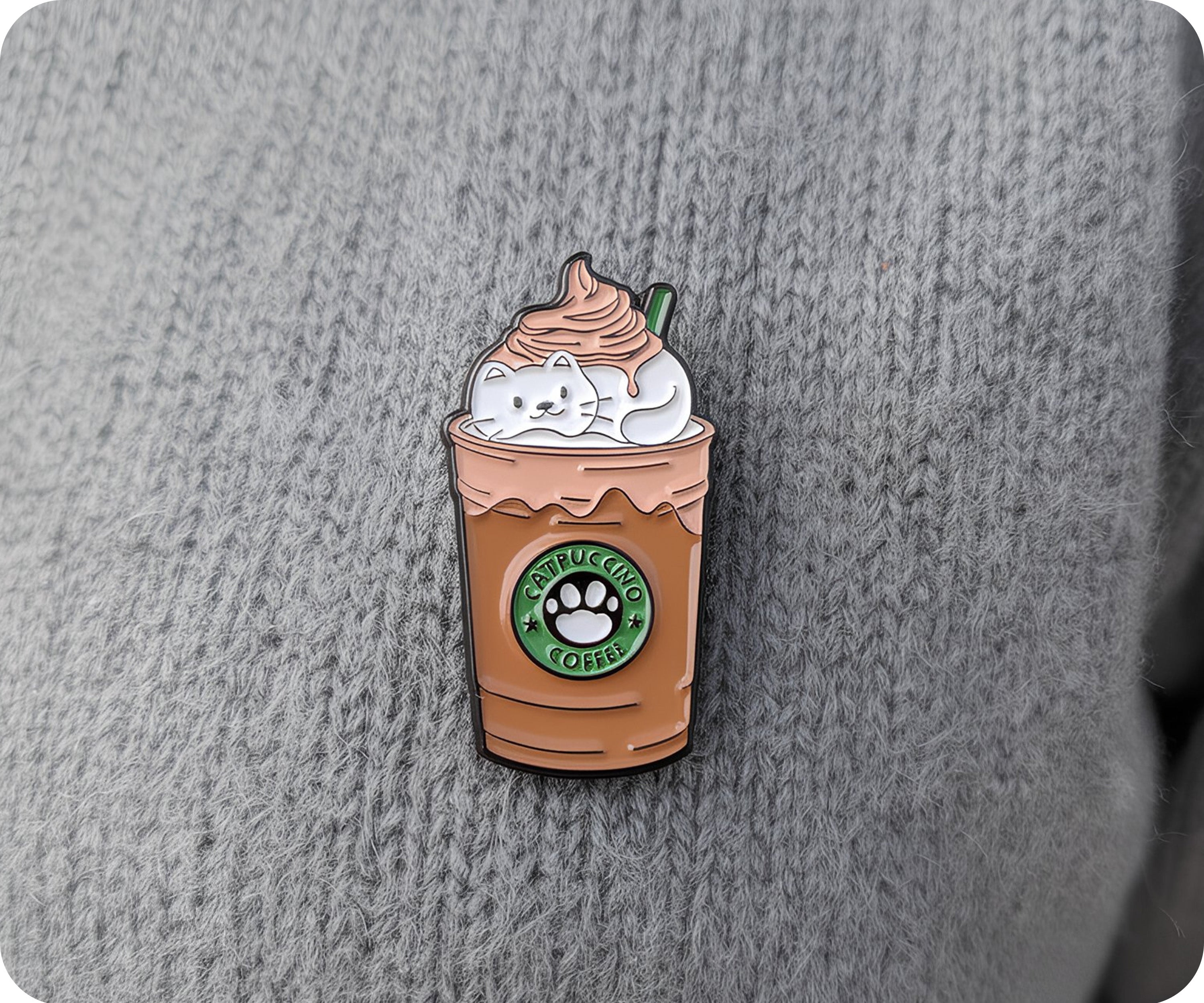 Catpuccino Cat Coffee Pin Badge
