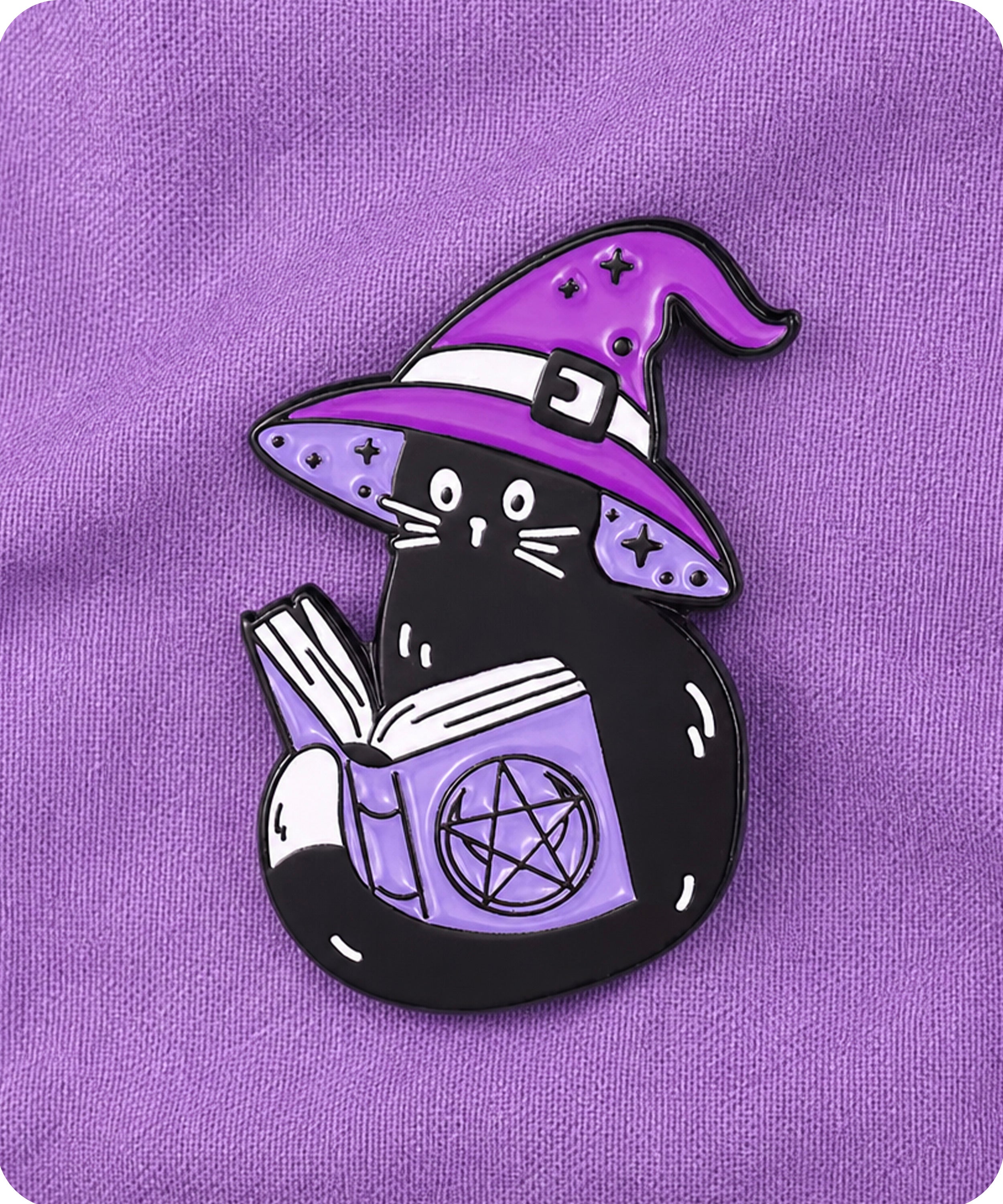 Black Cat Witch Enamel Lapel Pin Badge
