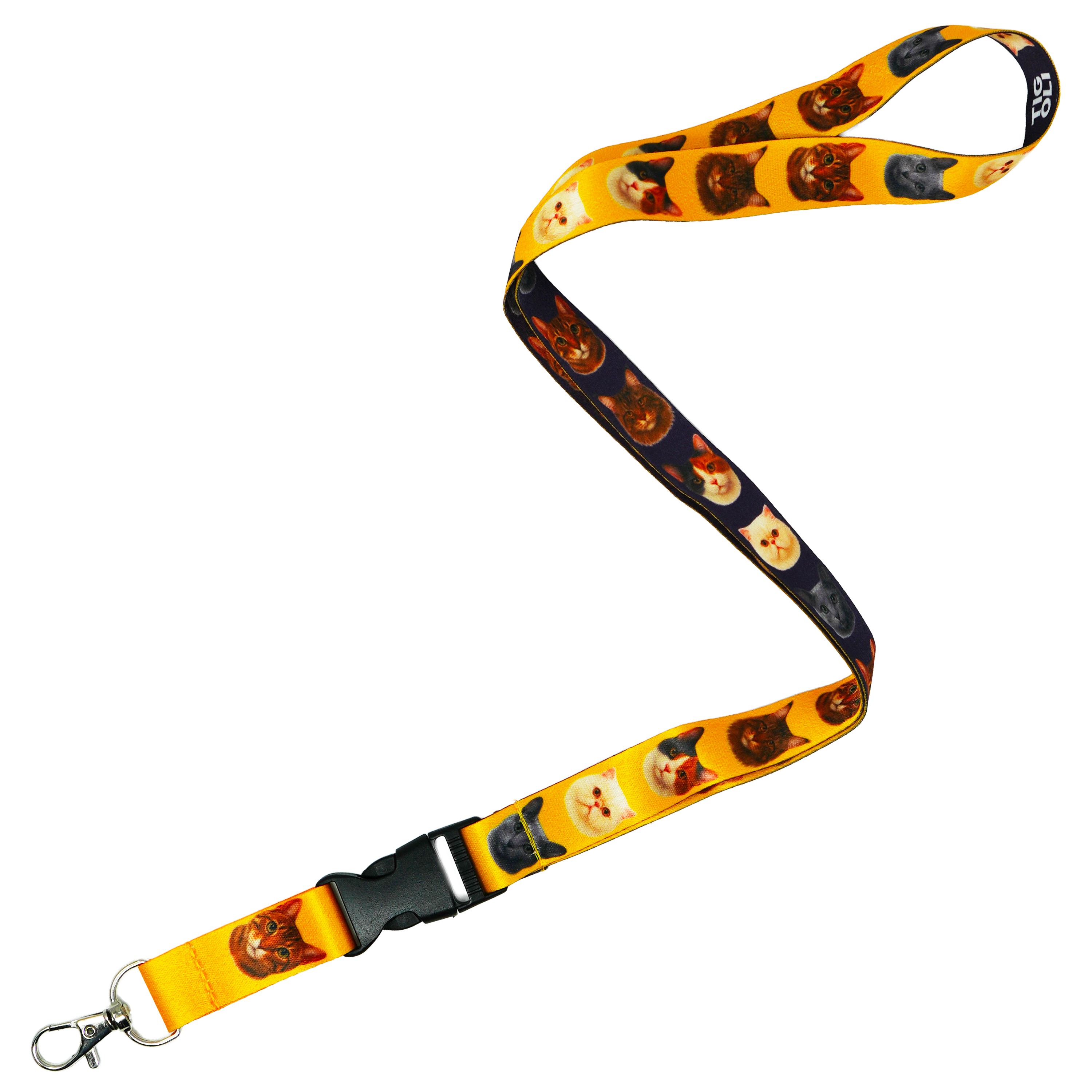 Cordón de gatos adorables – Estampado a doble cara de lindas caras de gato Imagen principal del producto