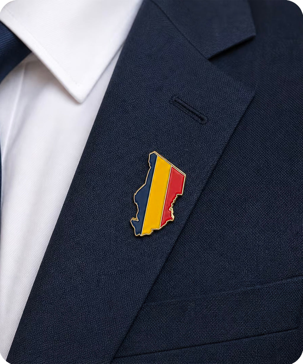 Chad Map Flag Enamel Pin Badge