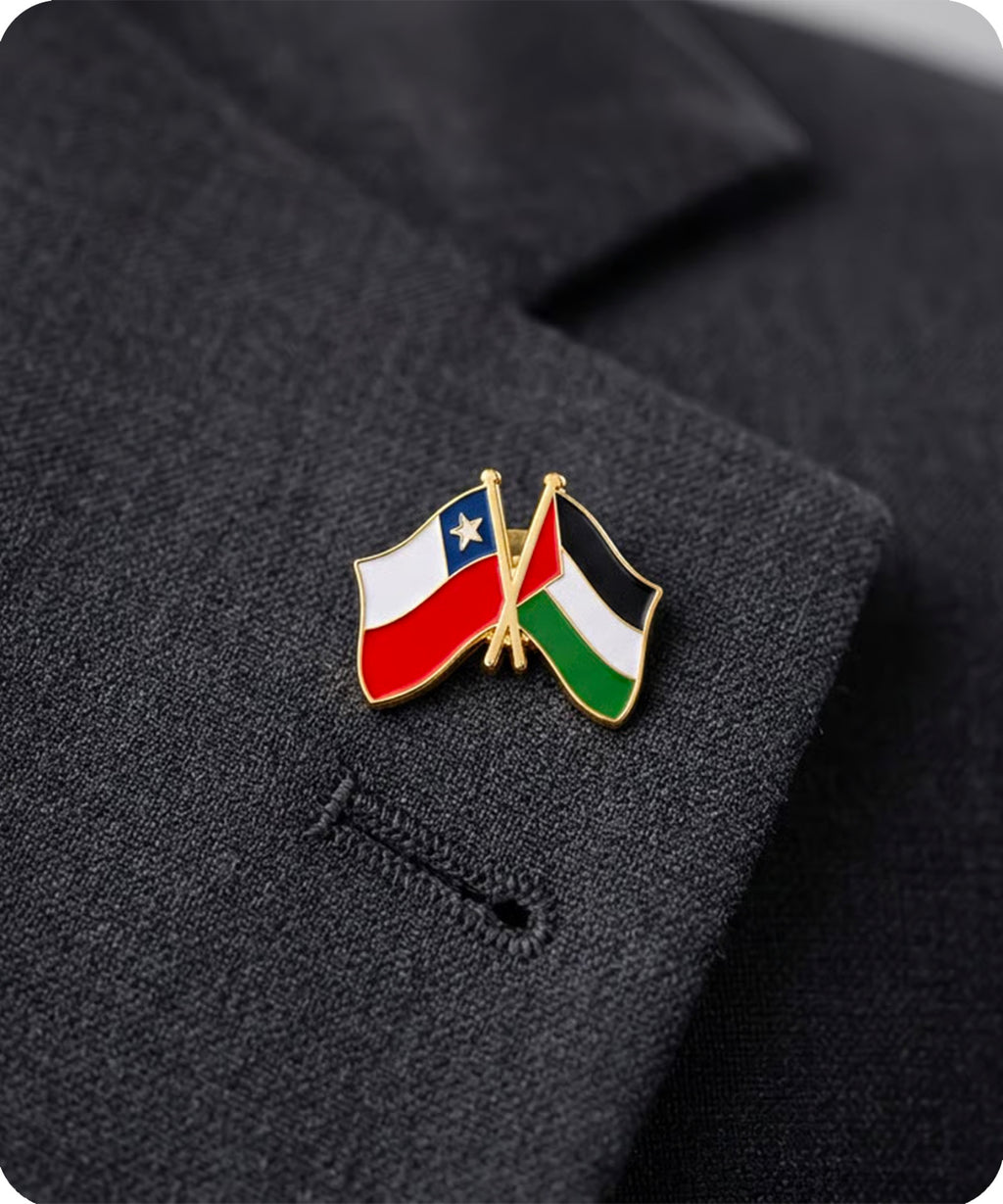 Chile Palestine Friendship Enamel Lapel Pin Badge