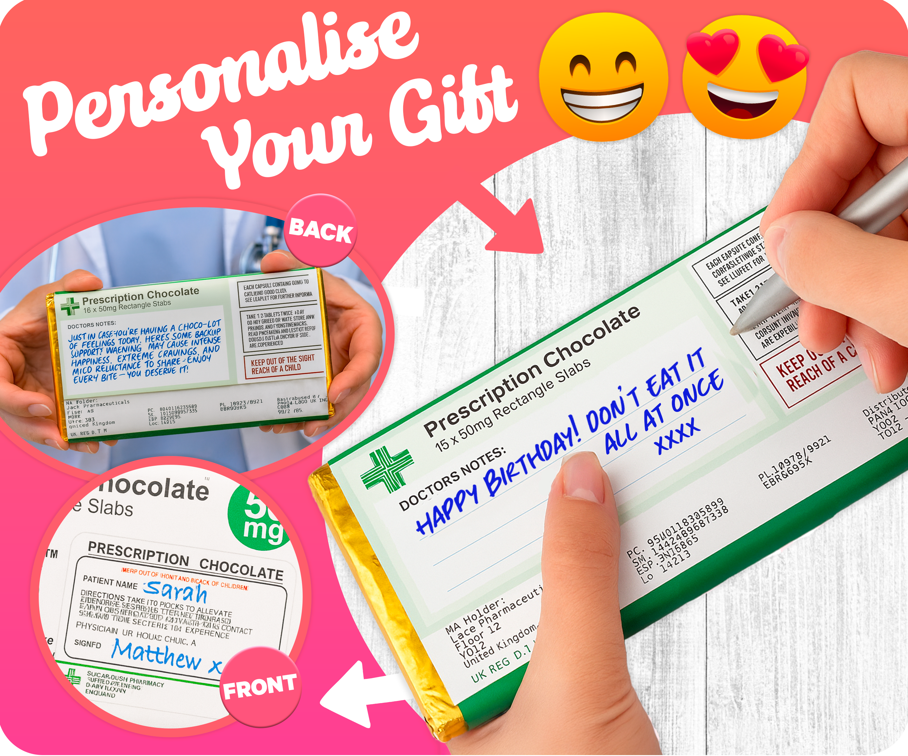 10 X Prescription Chocolate Bar Wrappers | Novelty Joke Fits Most Chocolate Bars
