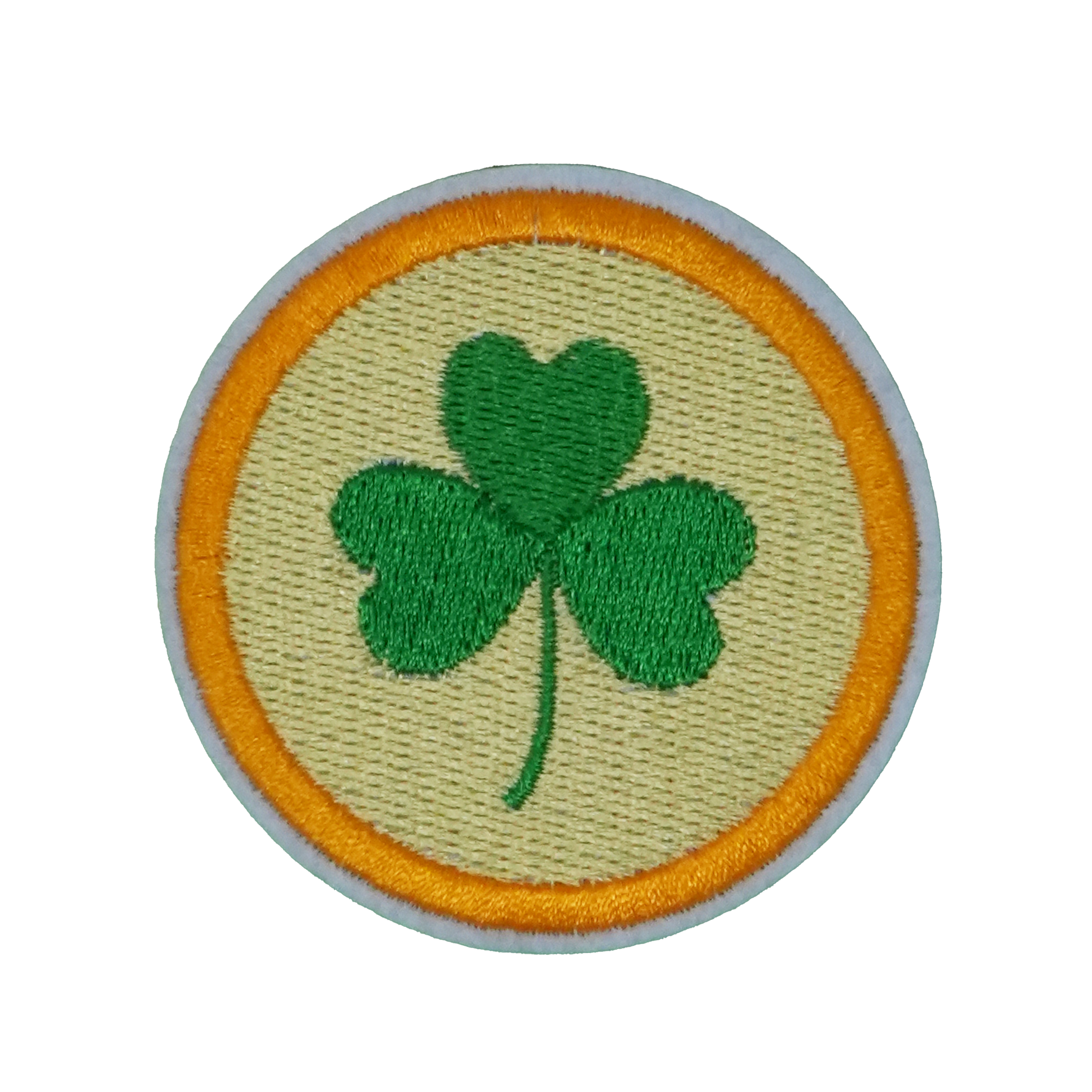 Trébol Irlandés Verde Bordado para Planchar en un Parche Dorado (6 x 6cm) Imagen principal del producto