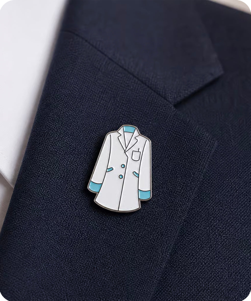 White Lab Coat Enamel Pin Badge