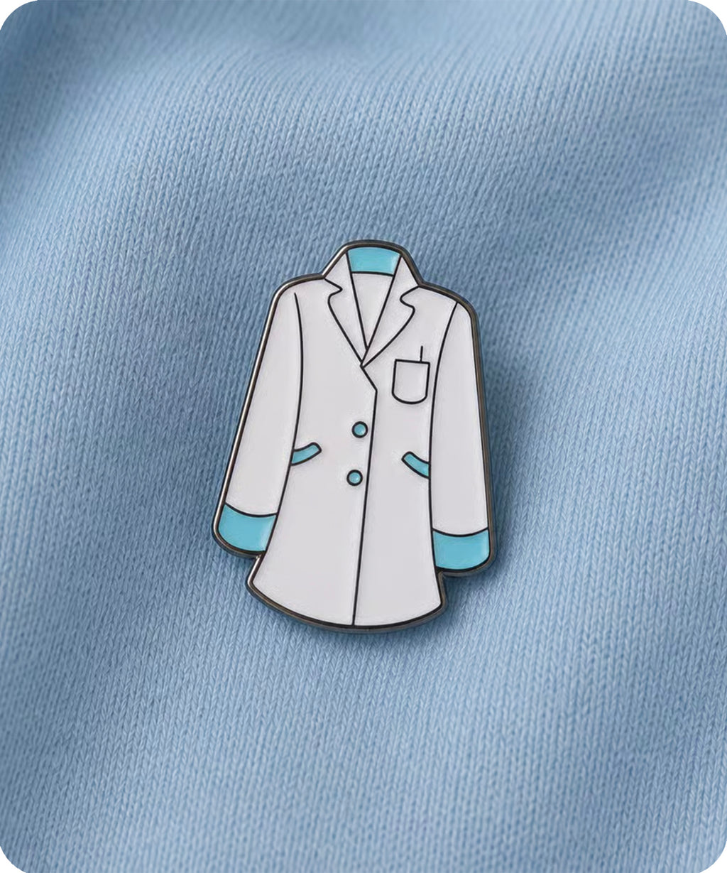 White Lab Coat Enamel Pin Badge