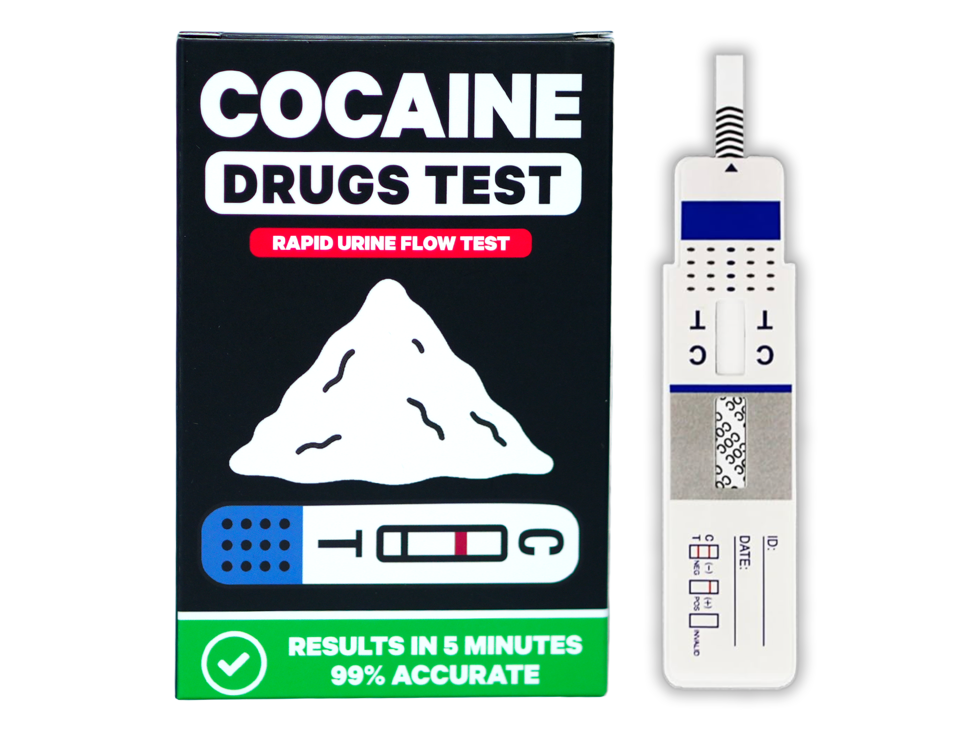 Kit de detección de cocaína – Prueba de orina rápida de flujo lateral – Regalo de broma divertido y kit de prueba casera Imagen principal del producto